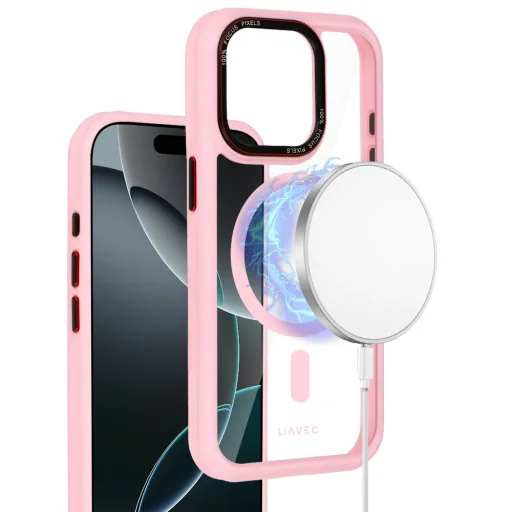 Liavec Hybrid Magsafe Clear tok iPhone 15 Pro Max light pink - 8