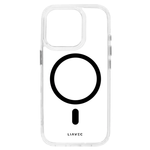 Liavec Glossy Magsafe átlátszó iPhone 15 tok fekete - 4