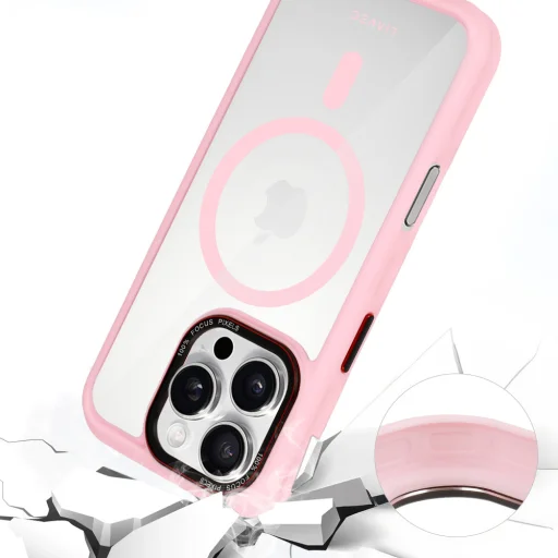 Liavec Hybrid Magsafe átlátszó tok iPhone 16 Pro light pink tok - 7