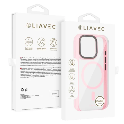 Liavec Hybrid Magsafe Clear tok iPhone 15 Pro Max light pink - 1