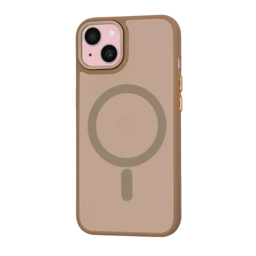  Techsuit - HaloFrost MagSafe sorozat - iPhone 15 - Homokkő barna tok - 3