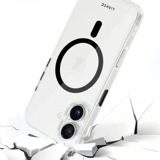 Liavec Fényes Magsafe Átlátszó tok iPhone 16 fekete tok - 6