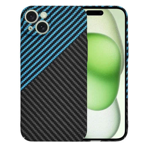  Techsuit - Szénszálas Borítás - iPhone 15 Plus - Kék Impulzus tok - 1