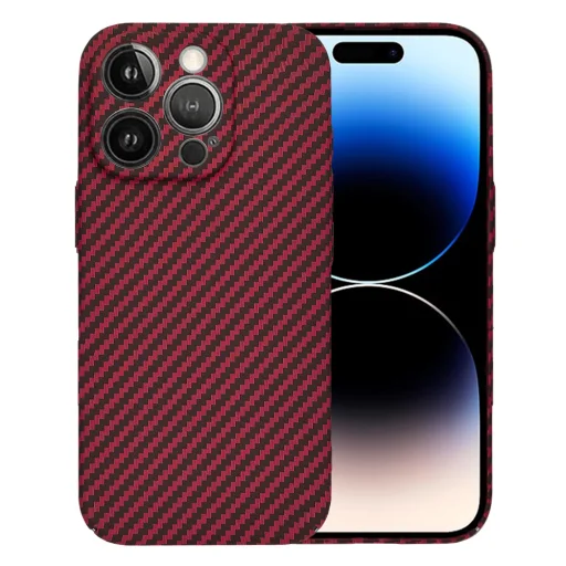  Techsuit - Karbonit Szálas Burok - iPhone 14 Pro - Piros tok - 1