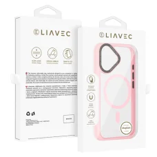Liavec Hybrid Magsafe átlátszó tok iPhone 16 light pink tok