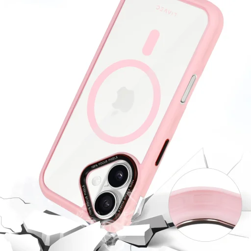 Liavec Hybrid Magsafe átlátszó tok iPhone 16 light pink tok - 7