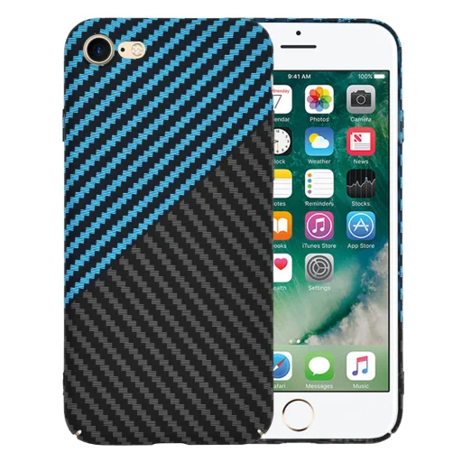  Techsuit - Karbonit Szálházas - iPhone 7 / iPhone 8 / iPhone SE 2, SE 2020 / iPhone SE 3, SE 2022 - Kék Impulzus tok - 1