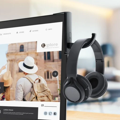 Fejhallgató tartó a monitorhoz fekete - 3