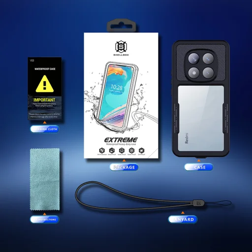 ShellBox - Vízálló IP68 Tok - Xiaomi Redmi Note 14 Pro 5G / Poco X7 - Fekete tok - 7