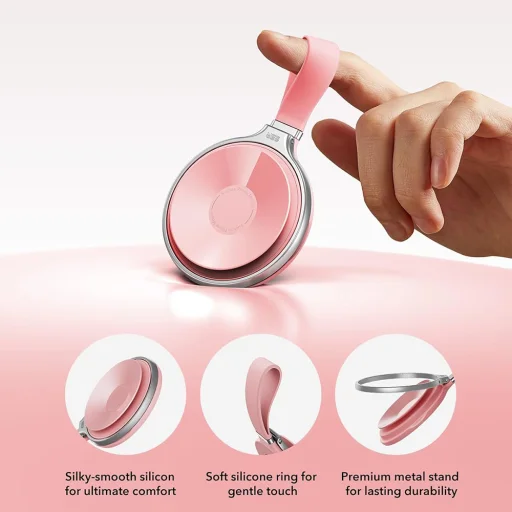 ESR - Tapadókorongos telefon tartó HaloLock (2K6500101) - Kéz nélküli tükörre szerelhető telefonállvány, mágneses, 360°-ban forgatható gyűrű - Rózsaszín - 8