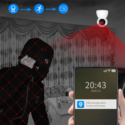  Techsuit - Beltéri Wi-Fi Kamera (Q7) - 3MP, Éjjellátó, Automatikus Követés, Kétirányú Hang, TF Kártya, V380 PRO Alkalmazás - Fehér - 13