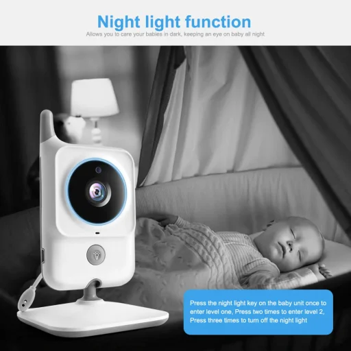  Techsuit - Babafigyelő (VB607) - Vezeték nélküli 2,4 GHz, hőmérséklet-ellenőrzés, éjjellátó, kétirányú kommunikáció, LCD kijelző - Fehér - 7