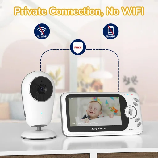  Techsuit - Babafigyelő (VB608) - Vezeték nélküli, Privát kapcsolat, LCD kijelző, Automatikus éjjellátó, Kétirányú beszélgetés - Fehér - 7