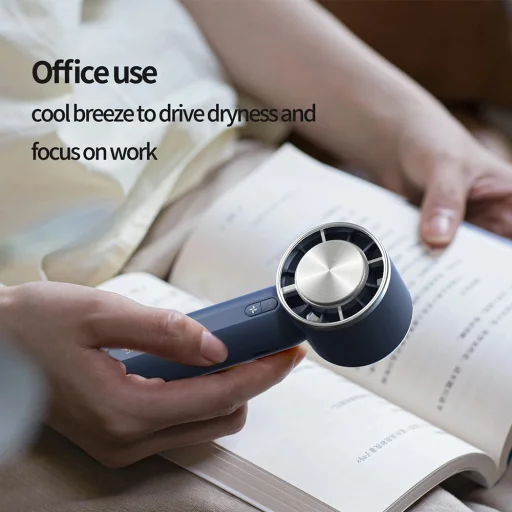  Techsuit - Kézi Ventilátor (HX138) - Hordozható, Újratölthető, Három Sebességes, Zseblámpával, 1200mAh - Sárga - 3