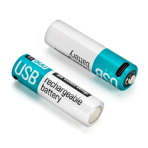  ColorWay - Újratölthető Akkumulátor (CW-UBAA-10) - 2x AA Type-C, 2200mAh, 1.5V, PC tartozékokhoz/fényképezőgépekhez, Li-Polimer - Szürke - 2