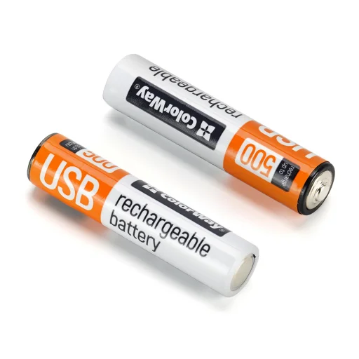  ColorWay - Újratölthető Elem (CW-UBAAA-09) - 2x AAA Type-C, 590mAh, 1.5V, számítógépes kiegészítőkhöz/fényképezőgépekhez, Li-Polimer - Szürke - 2