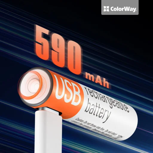  ColorWay - Újratölthető Elem (CW-UBAAA-09) - 2x AAA Type-C, 590mAh, 1.5V, számítógépes kiegészítőkhöz/fényképezőgépekhez, Li-Polimer - Szürke - 3