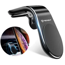  Techsuit - Autós tartó AirGrip (S7) - Vízeseffektes, mágneses biztonságos fogás légbeömlőre, rögzítőfogás - Fekete / Ezüst