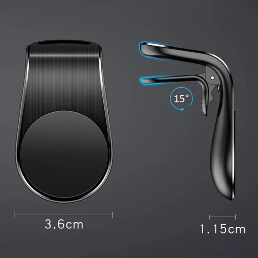  Techsuit - Autós tartó AirGrip (S7) - Vízeseffektes, mágneses biztonságos fogás légbeömlőre, rögzítőfogás - Fekete / Ezüst - 8