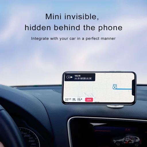  Techsuit - TinyGrip autós tartó (S11) - Univerzális mágneses mobiltartó, fémlemezzel, erős mágnessel, 3M ragasztóval - Fekete - 5