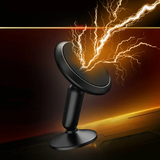  Techsuit - TinyGrip autós tartó (S11) - Univerzális mágneses mobiltartó, fémlemezzel, erős mágnessel, 3M ragasztóval - Fekete - 4