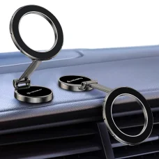  Techsuit - TitanMagX (S13) autós tartó - műszerfalra és asztalra, MagSafe kompatibilis, összecsukható, állítható, 3M ragasztóval - Szürke