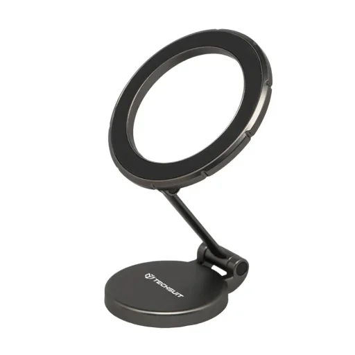  Techsuit - TitanMagX (S13) autós tartó - műszerfalra és asztalra, MagSafe kompatibilis, összecsukható, állítható, 3M ragasztóval - Szürke - 2