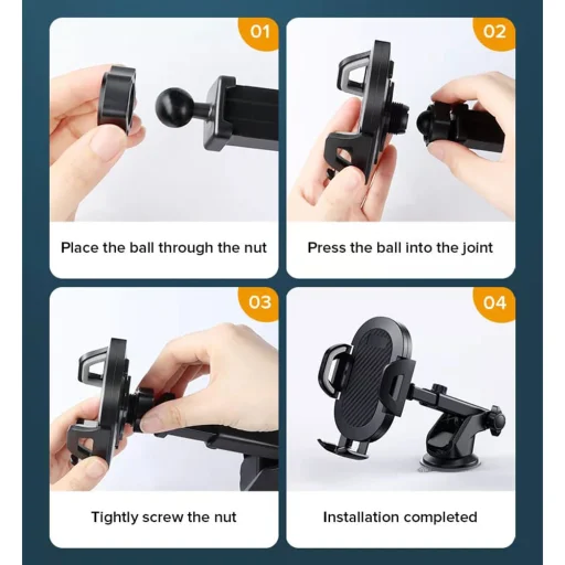  Techsuit - Autós tartó (S113) - Gravitációs fogás a műszerfalra, szélvédőre - Fekete - 7