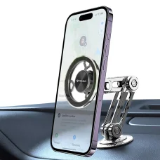  Techsuit - Prémium Autós Tartó TitanMagX (S14) - Műszerfalra/Asztalra, MagSafe Kompatibilis, 360°-os Forgatás, 3M Ragasztó - Szürke