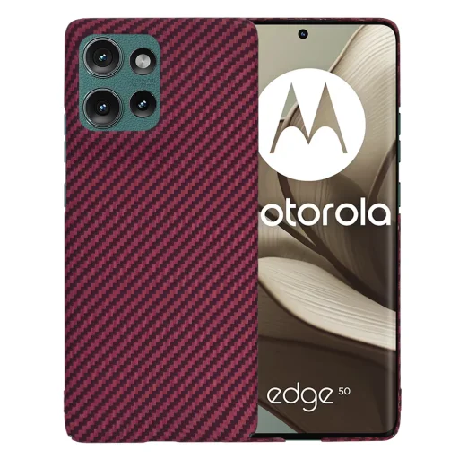 Techsuit - Karbonit Szálhéj - Motorola Edge 50 - Piros tok - 1