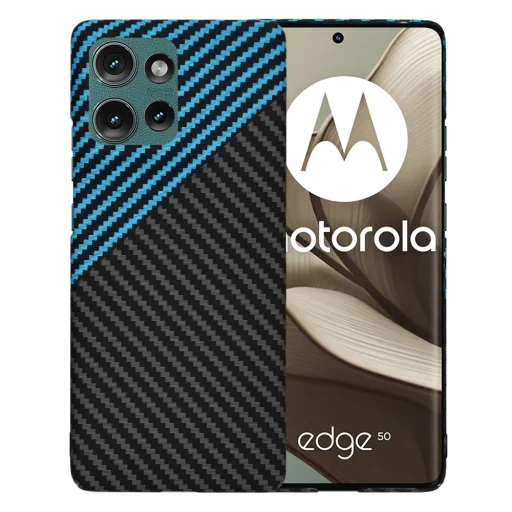  Techsuit - Karbontixrost Ház - Motorola Edge 50 - Kék Impulzus tok - 1