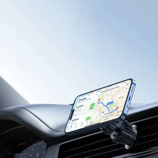  Techsuit - Autós tartó AirFix (S1) - fémgyűrűvel, szellőzőnyílásba szerelhető, MagSafe kompatibilis, N52, 360°-os forgatás - Fekete - 7