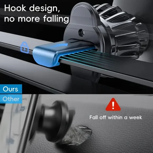  Techsuit - Légkondi Rácsra Rögzíthető Autós Tartó (S2) - Fémlemezekkel, Mágneses Rögzítés N52, 360°-os Forgatási Szög - Fekete - 4