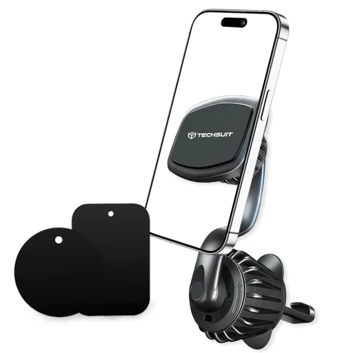  Techsuit - AirFix - Légbefúvóba rögzíthető autós tartó (S3) - fémlemezekkel, mágneses autós tartó N52, 360°-ban forgatható, univerzális - fekete - 3