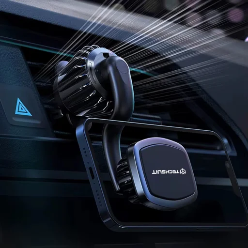  Techsuit - AirFix - Légbefúvóba rögzíthető autós tartó (S3) - fémlemezekkel, mágneses autós tartó N52, 360°-ban forgatható, univerzális - fekete - 4