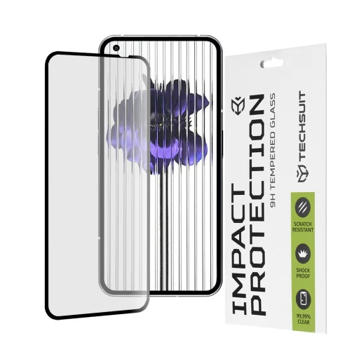  Techsuit - 111D Teljes Borítású / Teljes Ragadású Üveg - Nothing Phone (1) - Fekete üvegfólia - 1