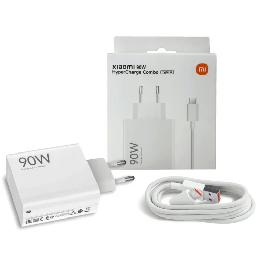 Xiaomi MDY-15-EK USB-A 90W cestovná nabíjačka + dátový kábel USB-C 6A biela - 2