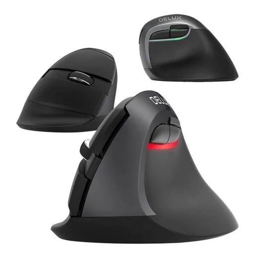 Vezeték nélküli függőleges egér Delux M618Mini DB BT+2.4G 2400DPI (fekete) - 4