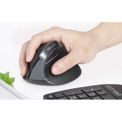 Vezeték nélküli függőleges egér Delux M618Mini DB BT+2.4G 2400DPI (fekete) - 6