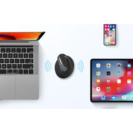 Vezeték nélküli függőleges egér Delux M618Mini DB BT+2.4G 2400DPI (fekete) - 8