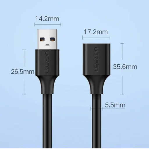 Ugreen USB-A (male) - USB-A (female) adapter hosszabbító kábel USB 3.0 5Gb/s 0.5m fekete (US129) - 17