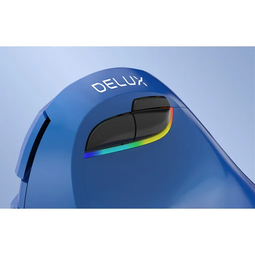 Vezeték nélküli függőleges egér Delux M618Mini BT / 2.4G 4000DPI RGB (kék) - 4
