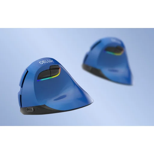 Vezeték nélküli függőleges egér Delux M618Mini BT / 2.4G 4000DPI RGB (kék) - 5