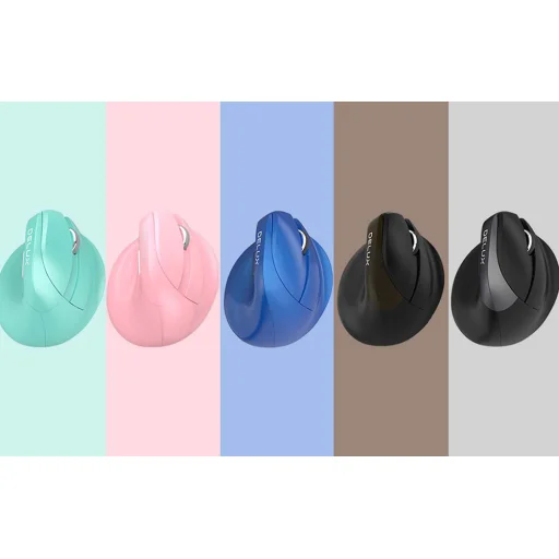 Vezeték nélküli függőleges egér Delux M618Mini BT / 2.4G 4000DPI RGB (kék) - 6