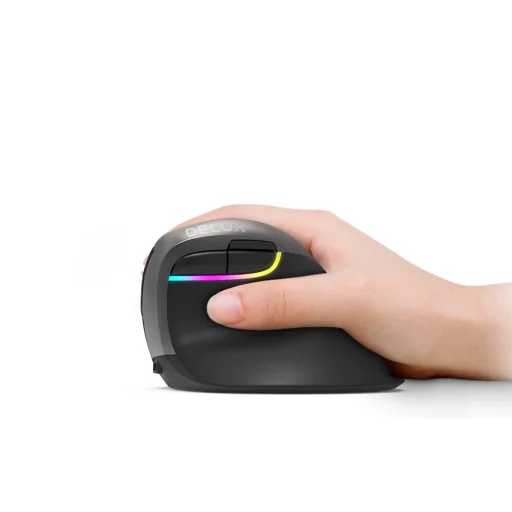 Vezeték nélküli függőleges egér Delux M618Mini BT / 2.4G 4000DPI RGB (kék) - 7