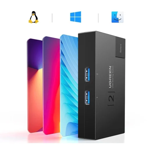 Switch USB 3.0 kétirányú kapcsoló Ugreen CM618 - fekete - 3