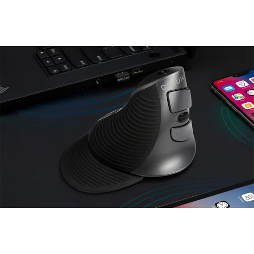 Vezeték nélküli +2.4 G Függőleges Egér Delux M618G DB - 10