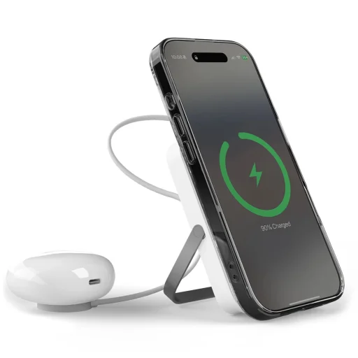 Puro 10000mAh MagSafe vezeték nélküli powerbank alumínium állvánnyal - Fehér - 2
