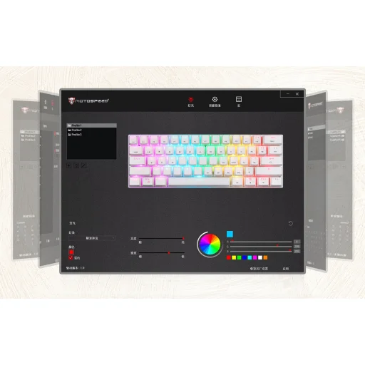 Wireless mechanikus billentyűzet Motospeed SK62 Fehér (kék kapcsoló), - 11