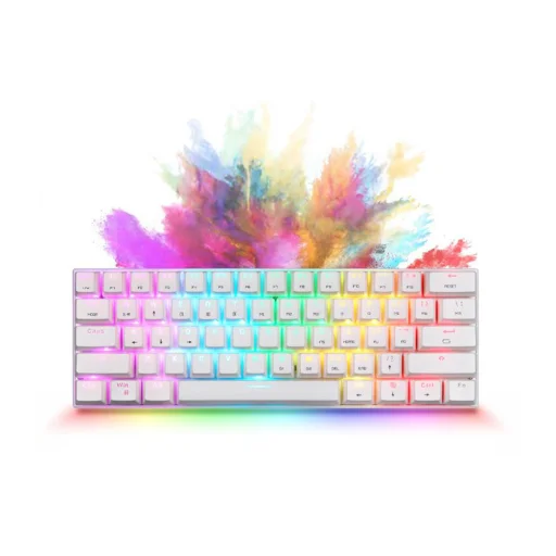 Wireless mechanikus billentyűzet Motospeed SK62 Fehér (kék kapcsoló), - 7